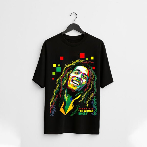 Bob Marley "No Woman No Cry" Graphic Regular fit T-Shirt – Reggae Rasta Style Tee for Men - Image 2