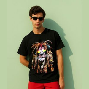 Rasta Lion Headphone Regular fit T-Shirt – Reggae Vibes Graphic Tee for Men