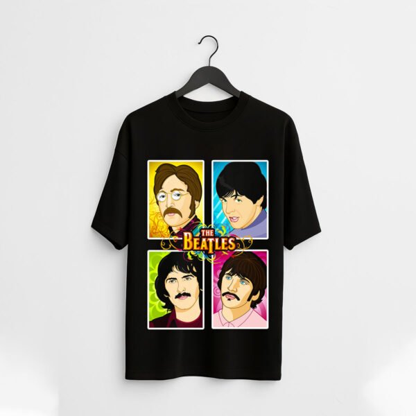 The Beatles Cartoon Art Regular fit T-Shirt – Retro Rock Band Tee for Men - Image 2