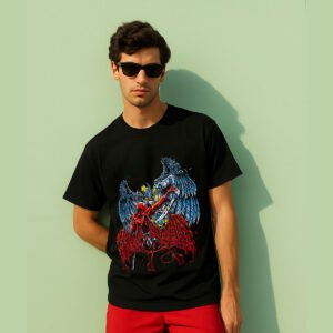 Angel vs Demon regular fit T-Shirt – Fantasy Graphic Cotton Lycra Tee for Men