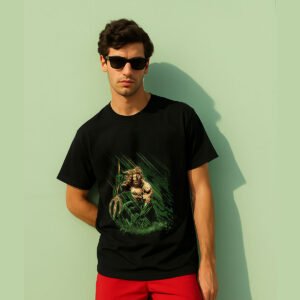 Aquatic Warrior Black Graphic Regular fit T-Shirt for Men – Superhero Fan Apparel