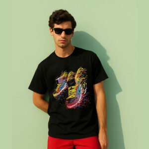 Street Style Splash Sneakers Graphic Over Sized T-Shirt – Color Pop Cotton Lycra Tee