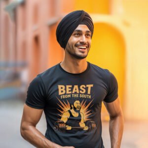 Beast from the South Gym Regular Fit T-shirt – Cotton Lycra Power Tee