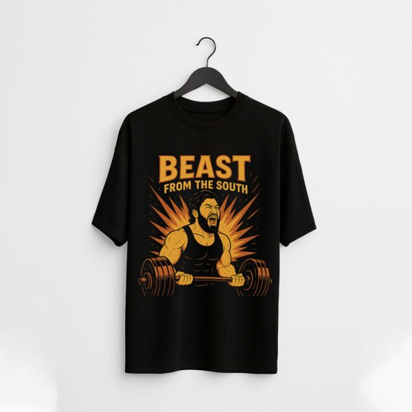 Beast from the South Gym Regular Fit T-shirt – Cotton Lycra Power Tee - Image 2