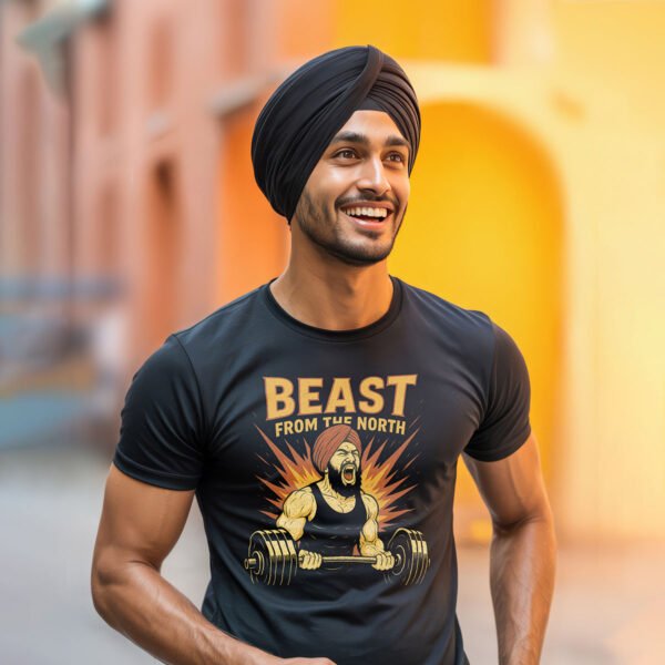 Beast from the North Gym Regular Fit T-shirt – Heavyweight Training Tee (Cotton Lycra)