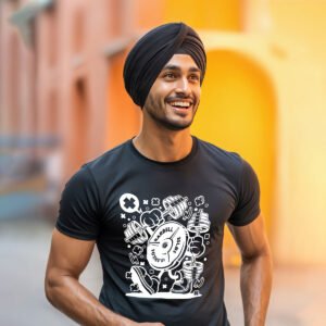 Barbell Strength Cartoon Regular Fit T-shirt – Gym Lover’s Graphic Tee (Cotton Lycra)