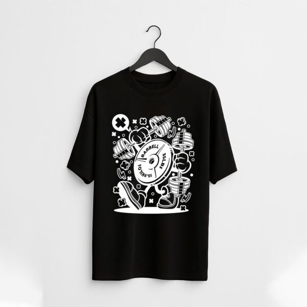 Barbell Strength Cartoon Regular Fit T-shirt – Gym Lover’s Graphic Tee (Cotton Lycra) - Image 2