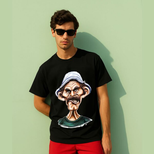 Grumpy Old Man Caricature Over Sized T-Shirt – Funky Cartoon Face Tee