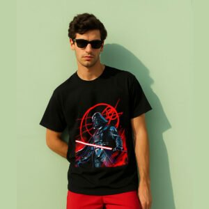 Darth Vader Red Saber Regular Fit T-Shirt – Star Wars Fan Art Black Tee