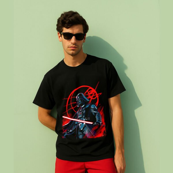 Darth Vader Red Saber Regular Fit T-Shirt – Star Wars Fan Art Black Tee