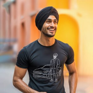 Stylish Punjabi Graphic Regular Fit T-Shirt with Car Illustration