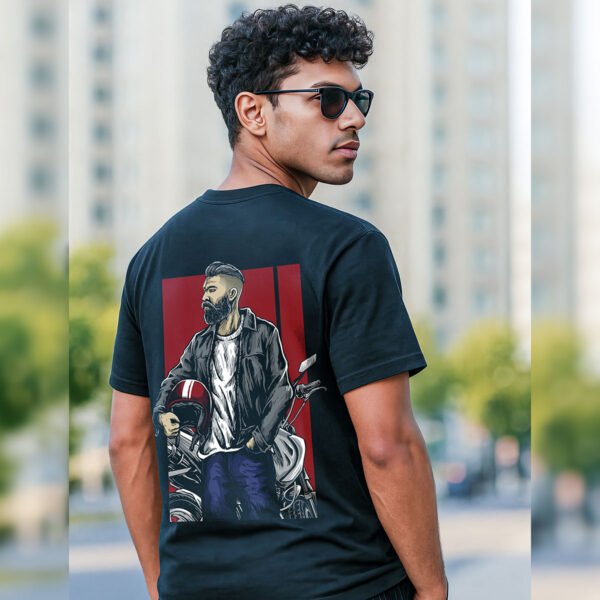 Illustrated Biker Portrait Reglar Fit T-Shirt