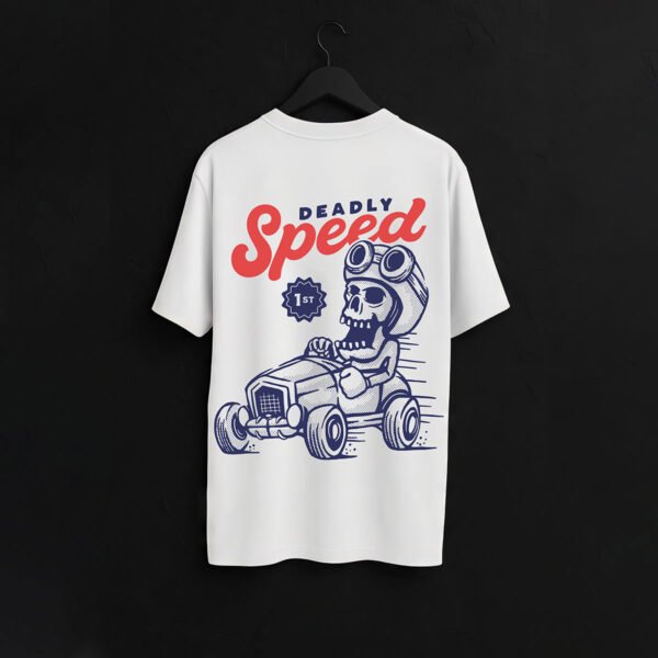 Deadly Speed Skeleton Racer Over Sized T-Shirt - Image 3