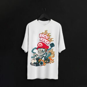 Mario Bros Rider – Biker Style Graphic T-Shirt (Cotton Lycra)
