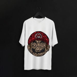 Pixel Mario Mosaic T-Shirt – Retro Gamer Art Tee (Cotton Lycra)