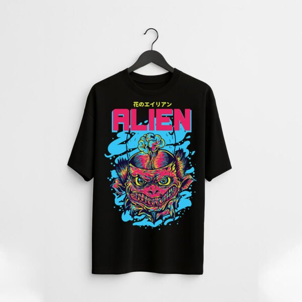 Alien Invasion over sized T-Shirt – Japanese Sci-Fi Comic Style Tee (Cotton Lycra) - Image 2
