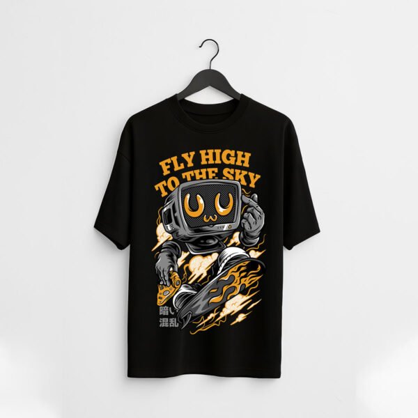 Fly High VR Skater Cartoon Regular Fit T-Shirt – Cotton Lycra - Image 2