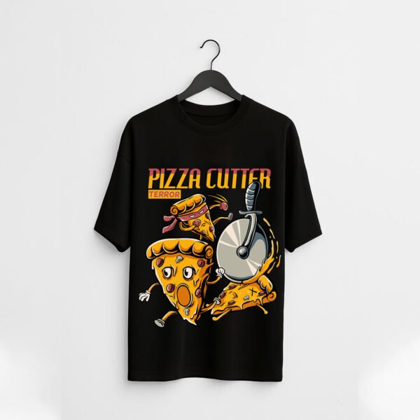 Pizza Cutter Terror Cartoon Regular Fit T-Shirt - Image 2