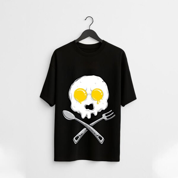 Egg Skull Crossbones Regular Fit Graphic T-Shirt - Image 2
