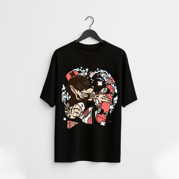 Fire Girl Graphic over sized T-Shirt – Comic Streetwear Cotton Tee - Image 2