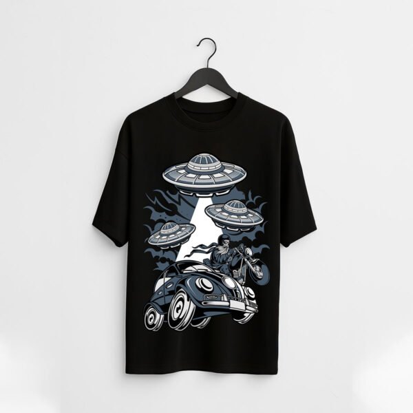 Alien Pursuit UFO Graphic Regular Fit T-Shirt - Image 2