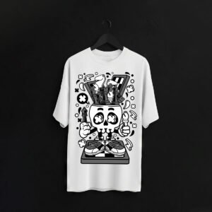Skull Boom Cartoon Graphic T-shirt