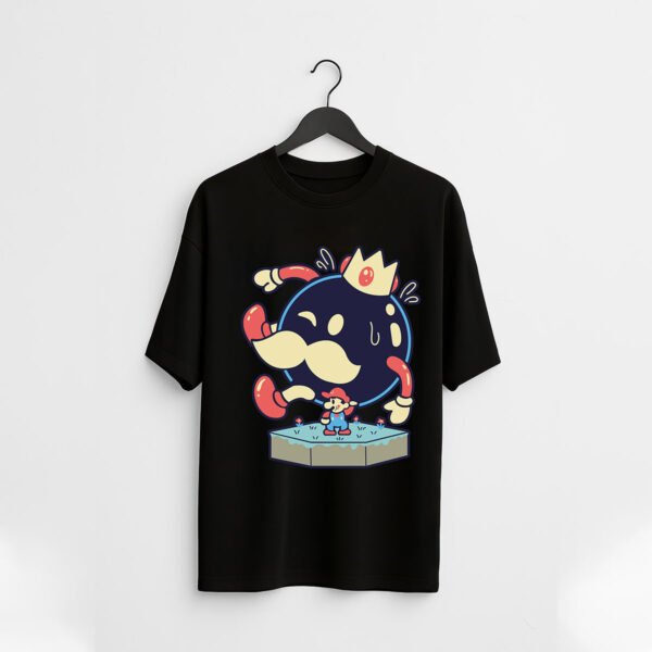 King Bob-omb Cartoon Over Sized T-Shirt – Retro Gamer Streetwear Tee - Image 2