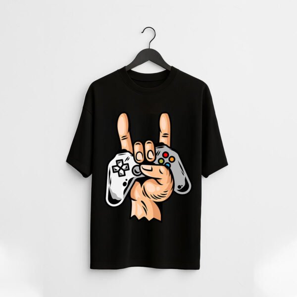 Gamer Rock Hand Oversized T-Shirt - Image 2