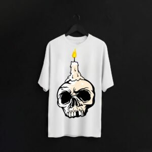 Candle Skull Flame Graphic T-Shirt