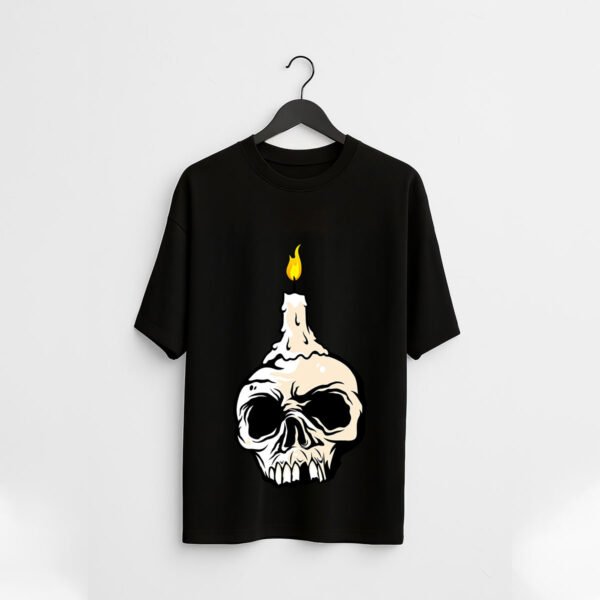 Candle Skull Flame Graphic T-Shirt - Image 2